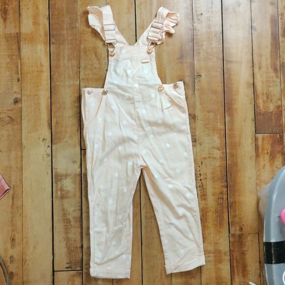 Tahari overalls outfit 3T pink new polka dot overalls pink shirt headband spring - Picture 8 of 15